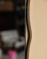 Curved Italian Brass Frame Wall Mirror, Manner of Fontana Arte, 1950s - Lone Fox