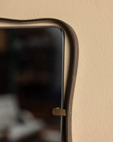 Curved Italian Brass Frame Wall Mirror, Manner of Fontana Arte, 1950s - Lone Fox