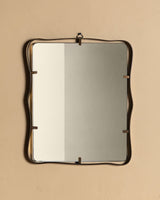 Curved Italian Brass Frame Wall Mirror, Manner of Fontana Arte, 1950s - Lone Fox