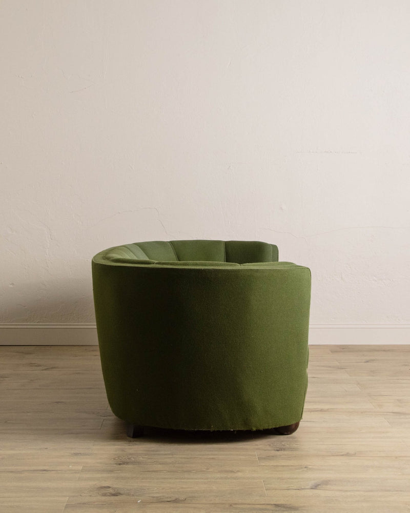 Danish Boesen Style Danish Green Wool Banana Sofa, 1940's - Lone Fox