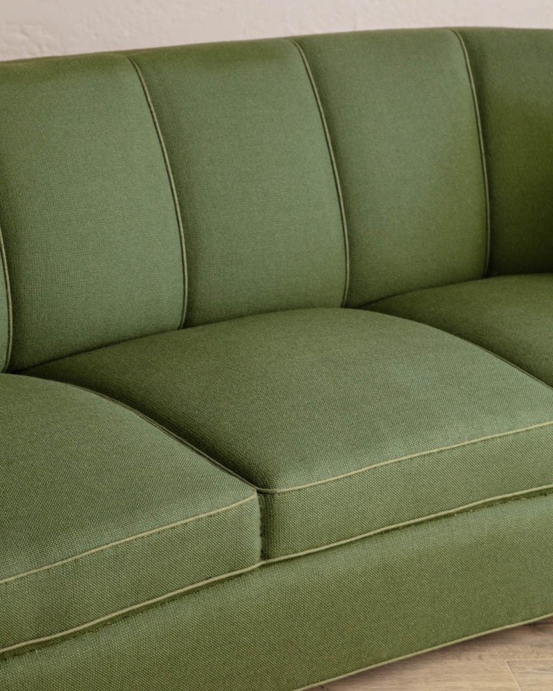 Danish Boesen Style Danish Green Wool Banana Sofa, 1940's - Lone Fox