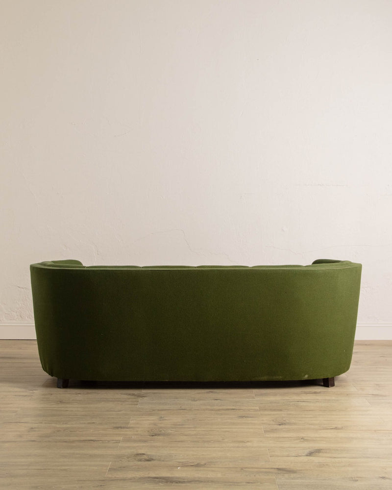 Danish Boesen Style Danish Green Wool Banana Sofa, 1940's - Lone Fox