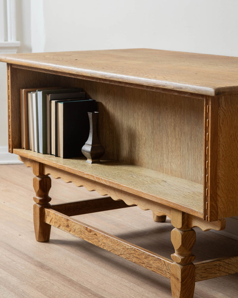 Danish Brutalist Oak Desk by Henry Kjaernulf, 1960's - Lone Fox