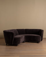 Danish Cabinetmaker Corner Sofa in Truffle Chenille, 1950's - Lone Fox