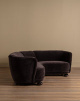 Danish Cabinetmaker Corner Sofa in Truffle Chenille, 1950's - Lone Fox