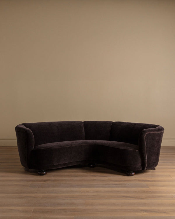 Danish Cabinetmaker Corner Sofa in Truffle Chenille, 1950's - Lone Fox