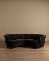 Danish Cabinetmaker Corner Sofa in Truffle Chenille, 1950's - Lone Fox