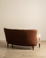Danish Curved Wingback Sofa in Wool Floral w/ Contrast Back, 1950's - Lone Fox