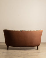 Danish Curved Wingback Sofa in Wool Floral w/ Contrast Back, 1950's - Lone Fox