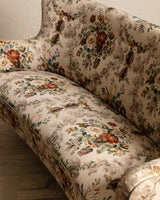 Danish Curved Wingback Sofa in Wool Floral w/ Contrast Back, 1950's - Lone Fox