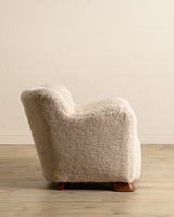 Danish Lambs Wool Easy Chair Manner of Flemming Lassen, Denmark, 1930's - Lone Fox
