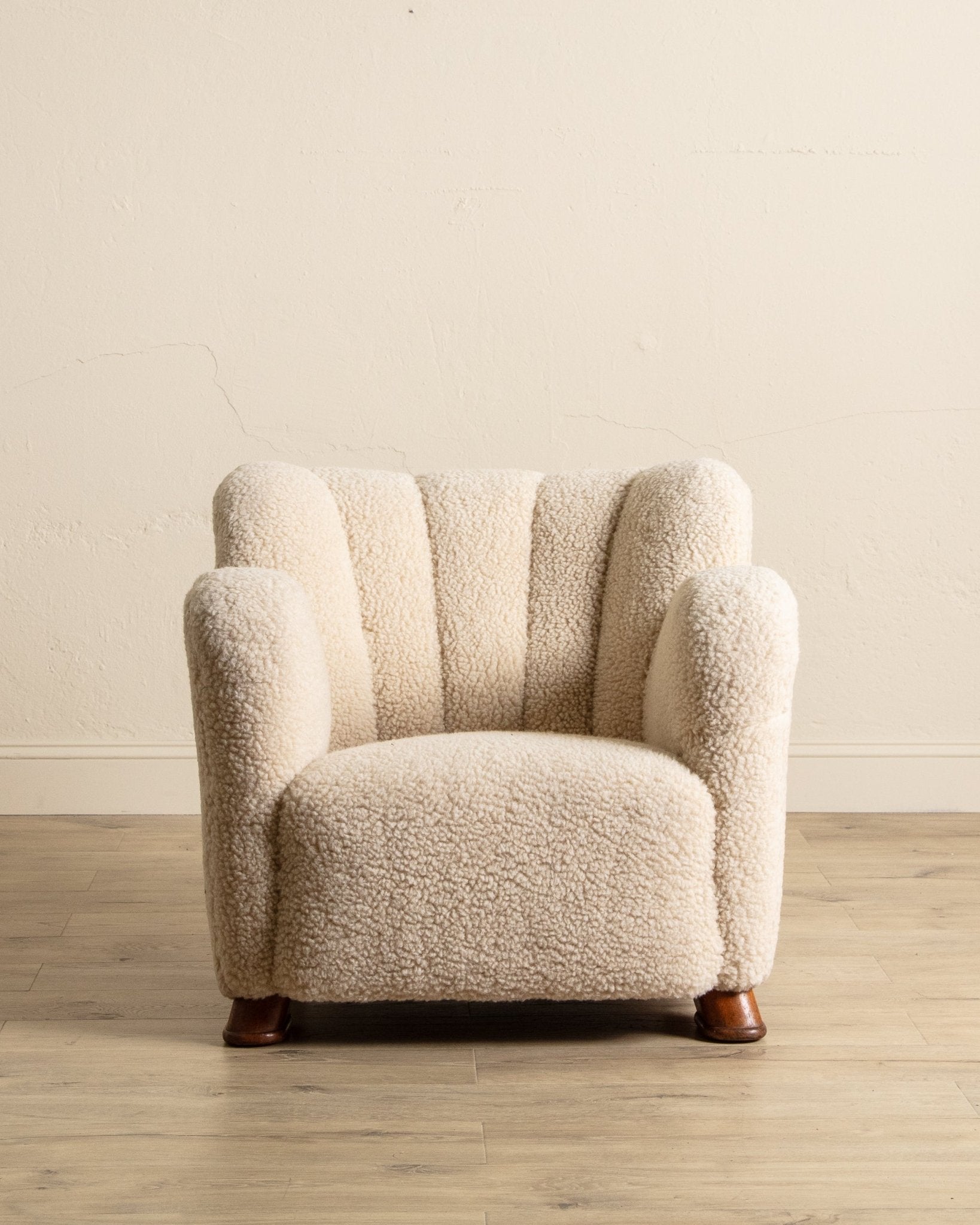 Danish Lambs Wool Easy Chair Manner of Flemming Lassen, Denmark, 1930's - Lone Fox