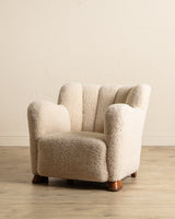 Danish Lambs Wool Easy Chair Manner of Flemming Lassen, Denmark, 1930's - Lone Fox