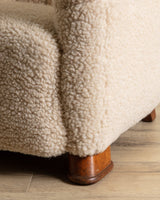 Danish Lambs Wool Easy Chair Manner of Flemming Lassen, Denmark, 1930's - Lone Fox