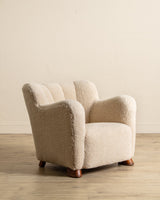 Danish Lambs Wool Easy Chair Manner of Flemming Lassen, Denmark, 1930's - Lone Fox