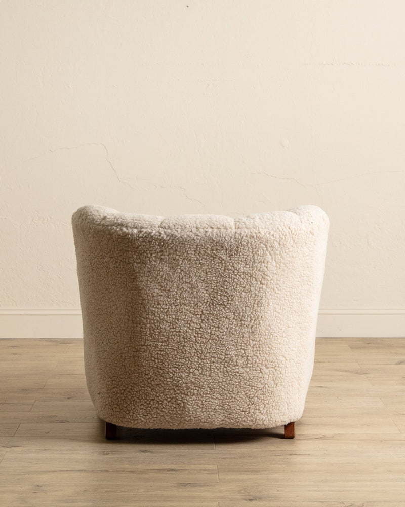 Danish Lambs Wool Easy Chair Manner of Flemming Lassen, Denmark, 1930's - Lone Fox
