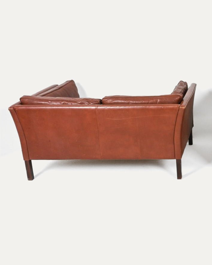 Danish Leather Loveseat, Manner of Mogens Hansen - Lone Fox