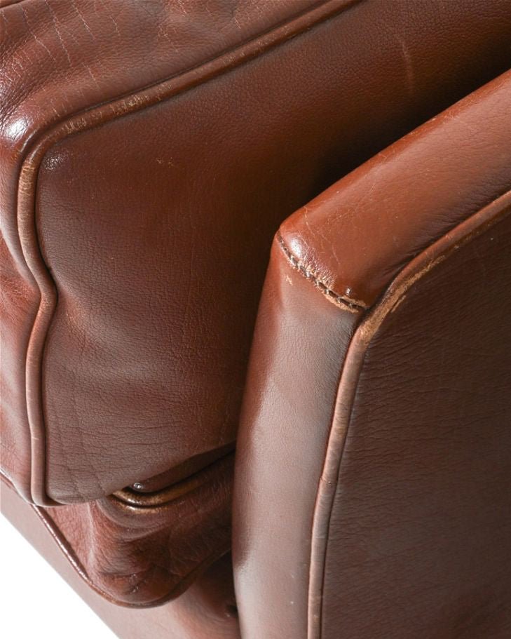 Danish Leather Loveseat, Manner of Mogens Hansen - Lone Fox