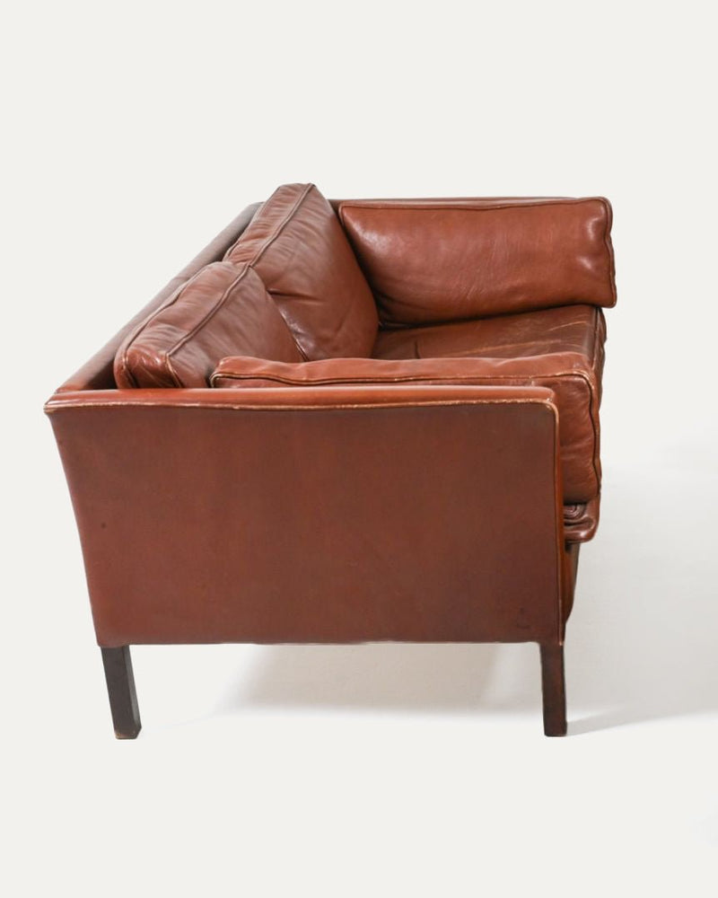 Danish Leather Loveseat, Manner of Mogens Hansen - Lone Fox