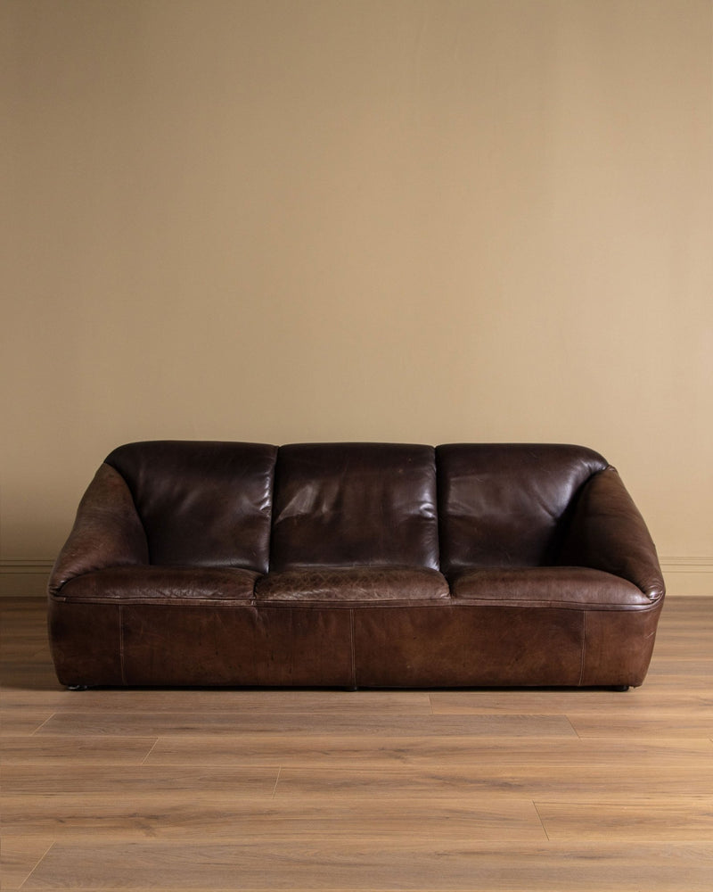 Danish Leather Sofa Manner of Gerard Van Der Berg, 1970's - Lone Fox