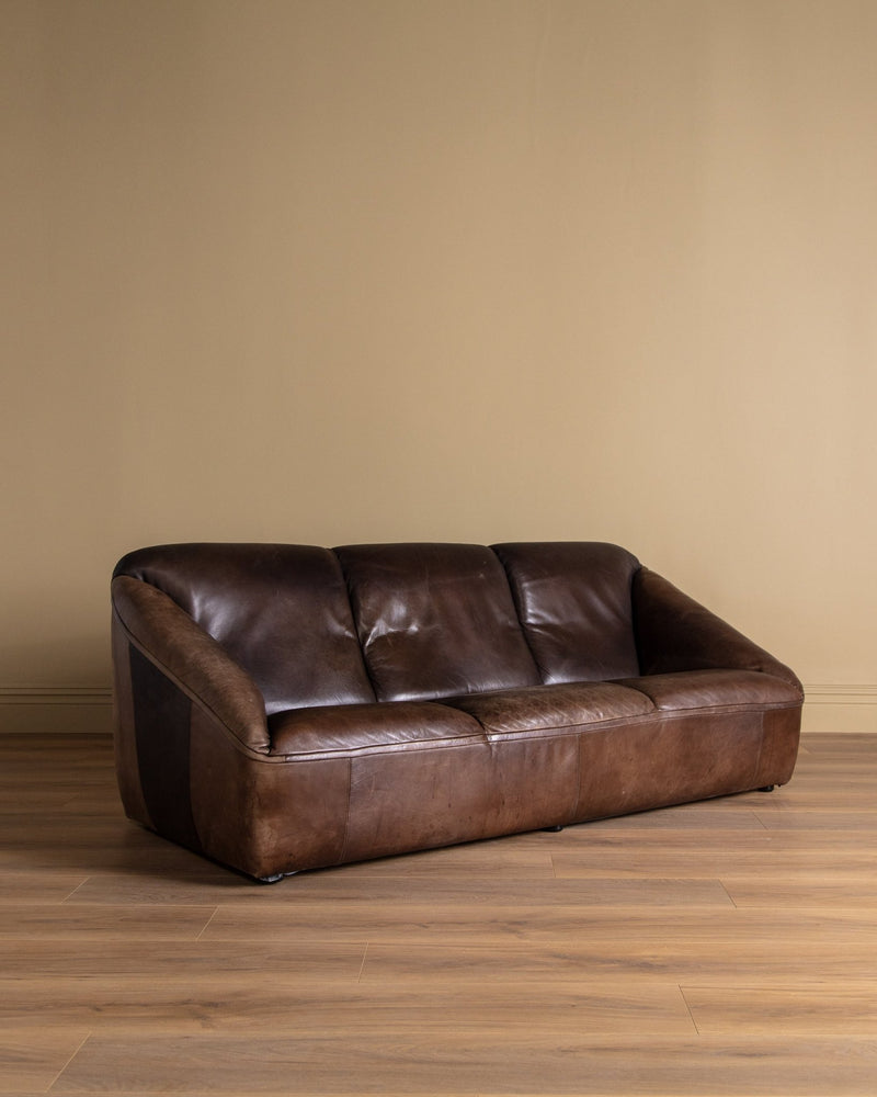 Danish Leather Sofa Manner of Gerard Van Der Berg, 1970's - Lone Fox