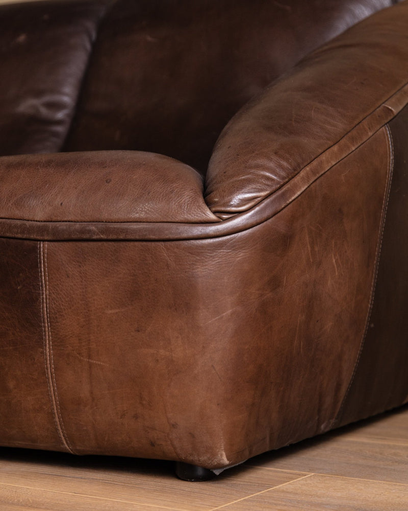 Danish Leather Sofa Manner of Gerard Van Der Berg, 1970's - Lone Fox