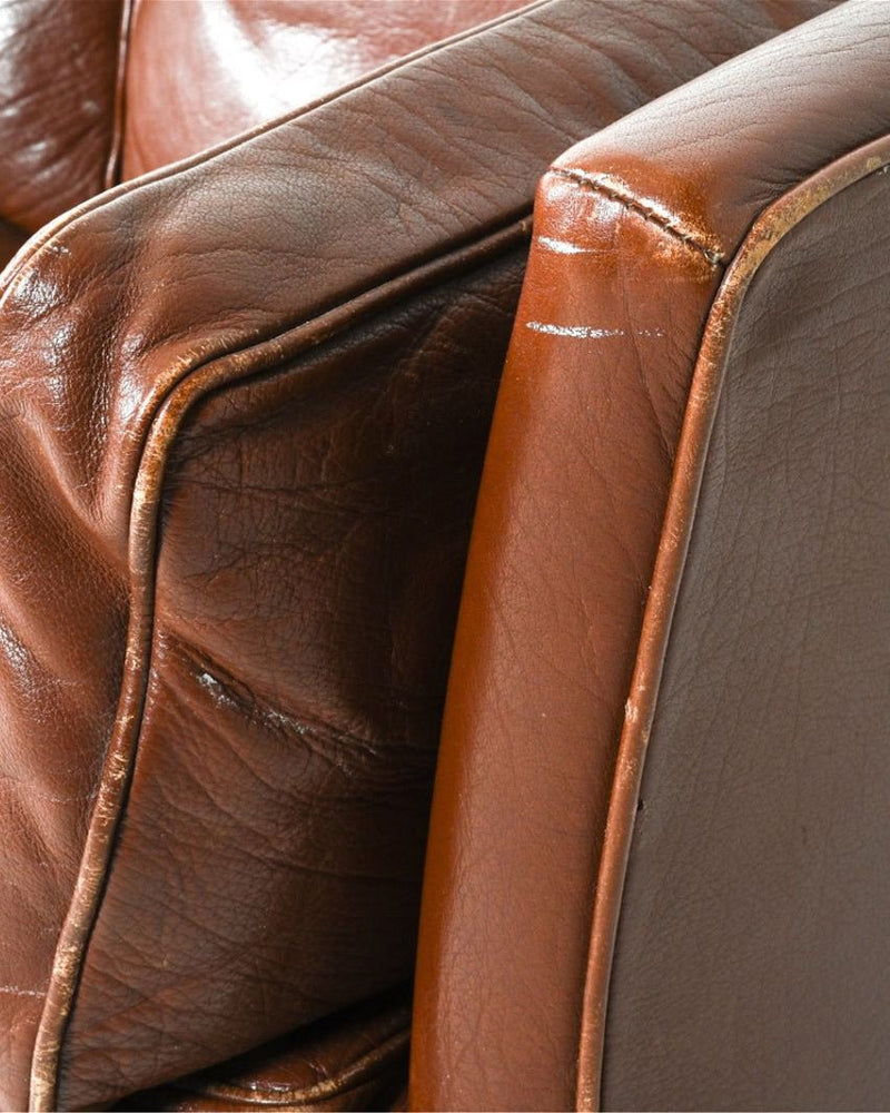 Danish Leather Sofa, Manner of Mogens Hansen - Lone Fox