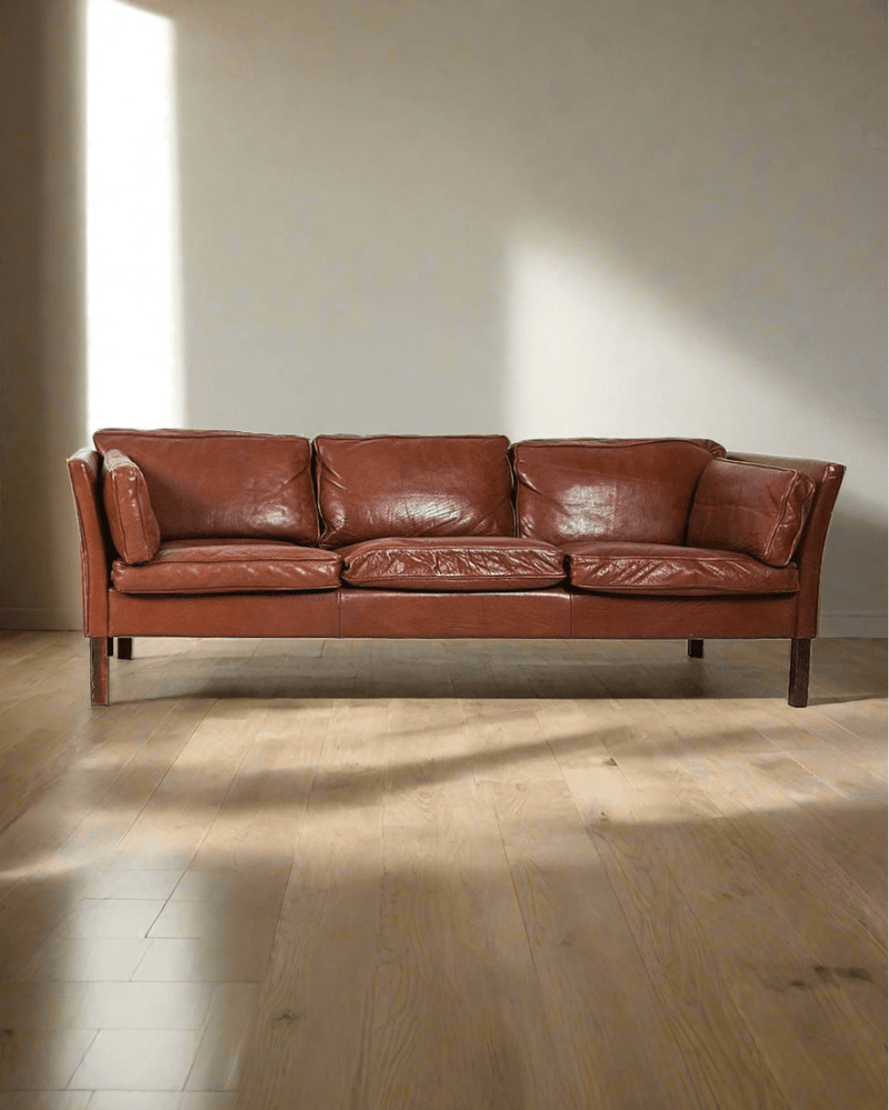 Danish Leather Sofa, Manner of Mogens Hansen - Lone Fox