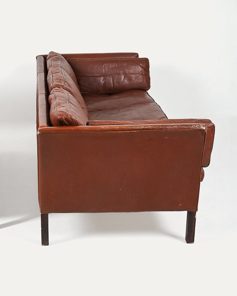 Danish Leather Sofa, Manner of Mogens Hansen - Lone Fox