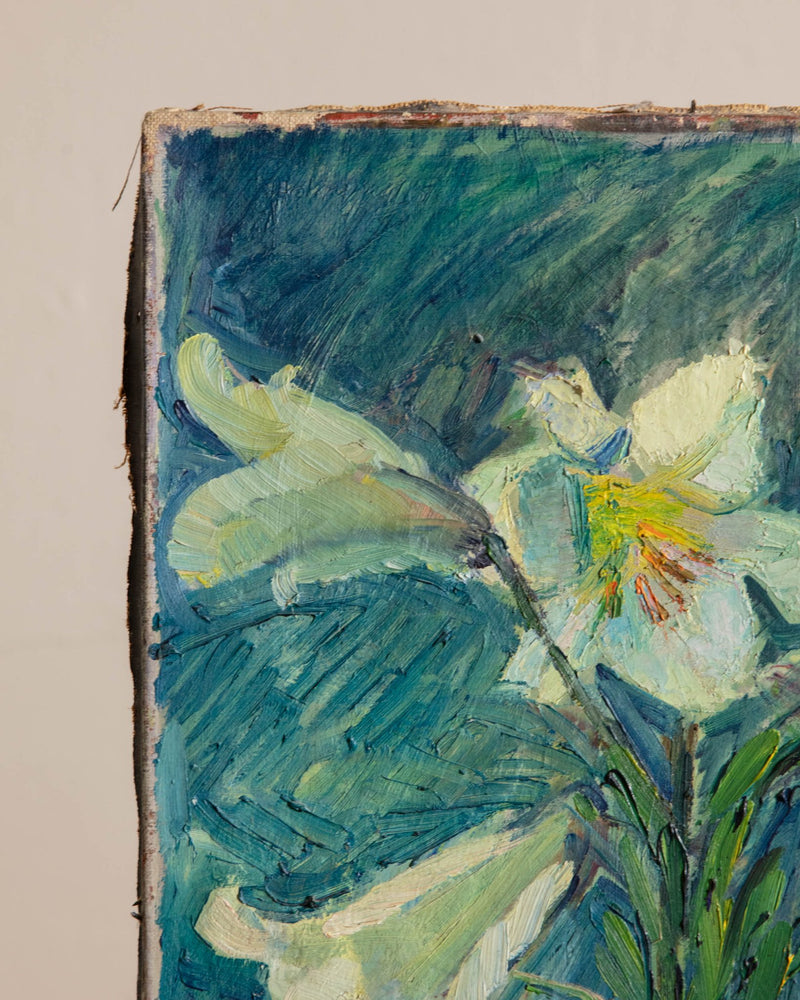 Danish Lillies Still Life Oil Painting by Vlademar Nielsen, 1957 - Lone Fox