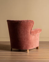 Danish Lounge Chair Manner of Fritz Hanzen in New Pink Chenille, 1940's - Lone Fox
