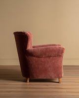 Danish Lounge Chair Manner of Fritz Hanzen in New Pink Chenille, 1940's - Lone Fox
