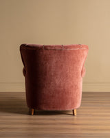 Danish Lounge Chair Manner of Fritz Hanzen in New Pink Chenille, 1940's - Lone Fox