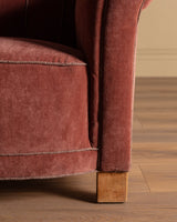 Danish Lounge Chair Manner of Fritz Hanzen in New Pink Chenille, 1940's - Lone Fox