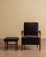 Danish Lounge Chair & Ottoman in Chocolate Chenille, 1960's - Lone Fox