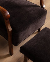 Danish Lounge Chair & Ottoman in Chocolate Chenille, 1960's - Lone Fox