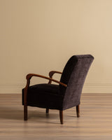 Danish Lounge Chair & Ottoman in Chocolate Chenille, 1960's - Lone Fox