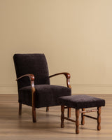 Danish Lounge Chair & Ottoman in Chocolate Chenille, 1960's - Lone Fox