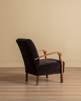 Danish Lounge Chair & Ottoman in Chocolate Chenille, 1960's - Lone Fox