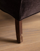 Danish Lounge Chair & Ottoman in Chocolate Chenille, 1960's - Lone Fox