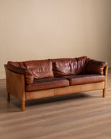 Danish Mid Century Leather Sofa By Mogens Hansen, Sweden, 1970's - Lone Fox