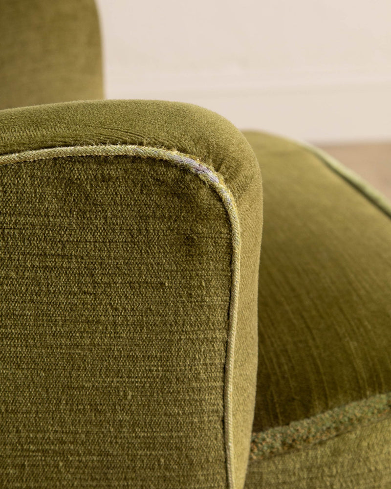 Danish Mid - Century Lounge Chair in Olive Mohair, 1960's - Lone Fox