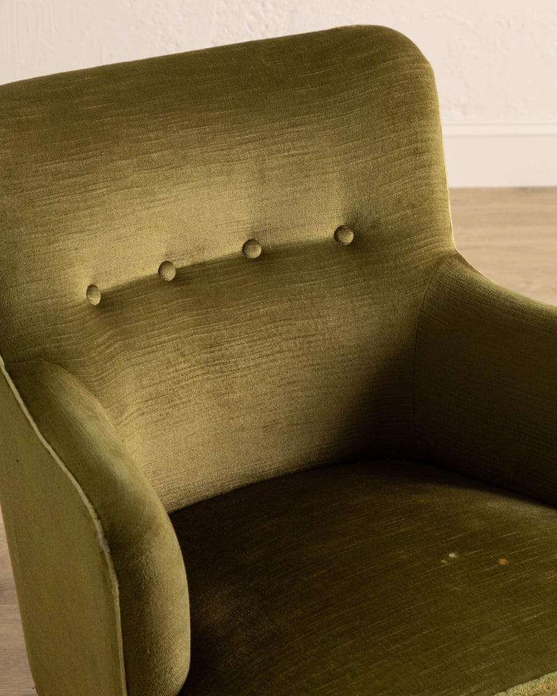 Danish Mid - Century Lounge Chair in Olive Mohair, 1960's - Lone Fox