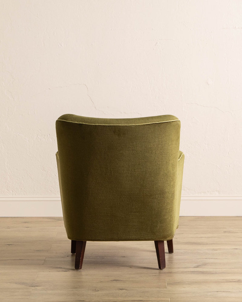 Danish Mid - Century Lounge Chair in Olive Mohair, 1960's - Lone Fox