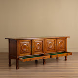 Danish Oak 78" Sideboard w/ Circle Motifs by Henning Kjaernulf, 1970's - Lone Fox