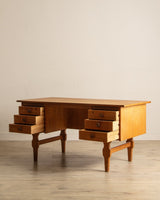 Danish Oak Executive Desk w/ Frontal Bookcase, 1970's - Lone Fox