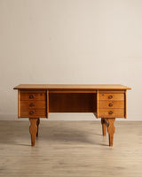 Danish Oak Executive Desk w/ Frontal Bookcase, 1970's - Lone Fox