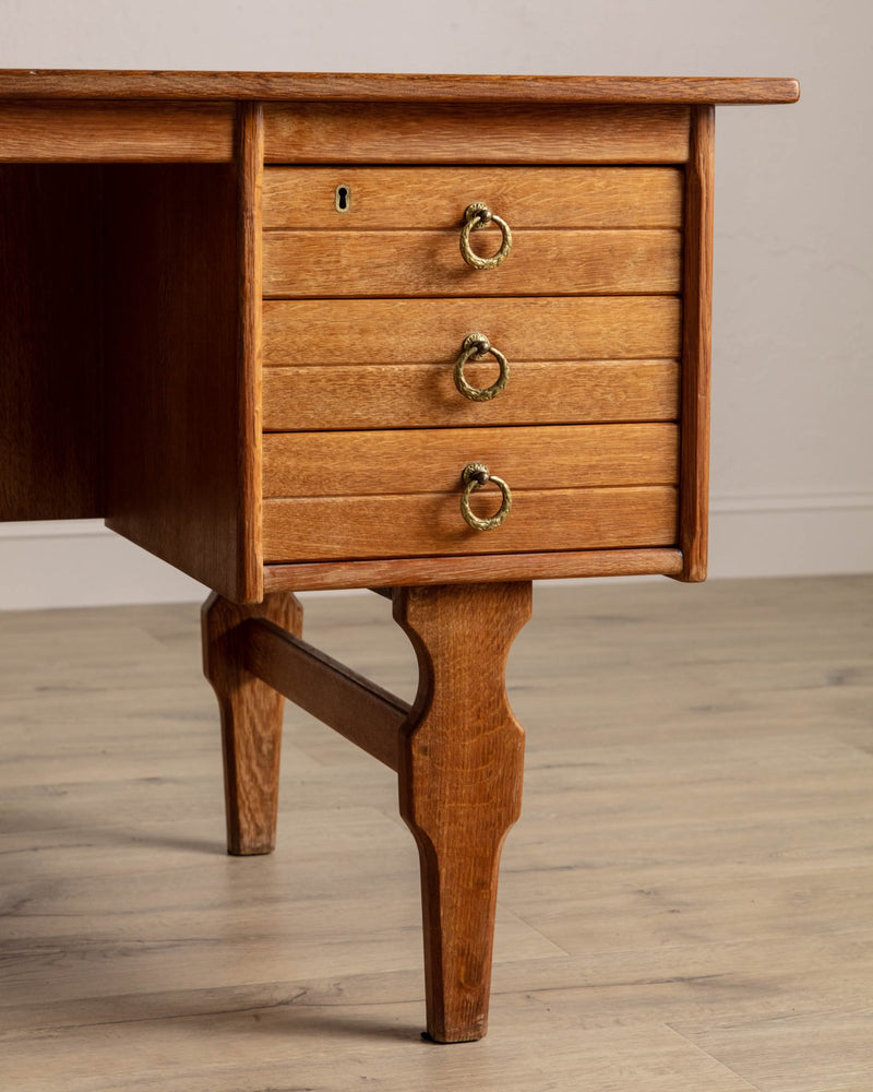 Danish Oak Executive Desk w/ Frontal Bookcase, 1970's - Lone Fox