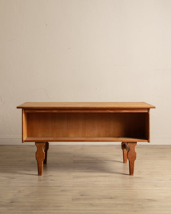 Danish Oak Executive Desk w/ Frontal Bookcase, 1970's - Lone Fox