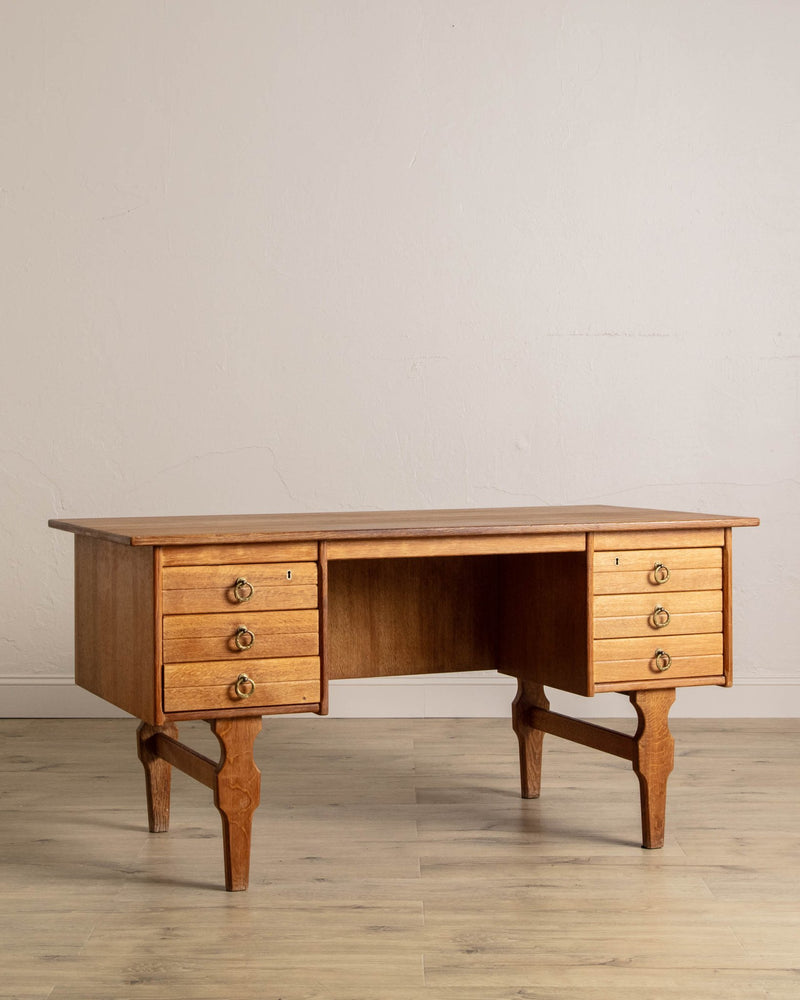 Danish Oak Executive Desk w/ Frontal Bookcase, 1970's - Lone Fox